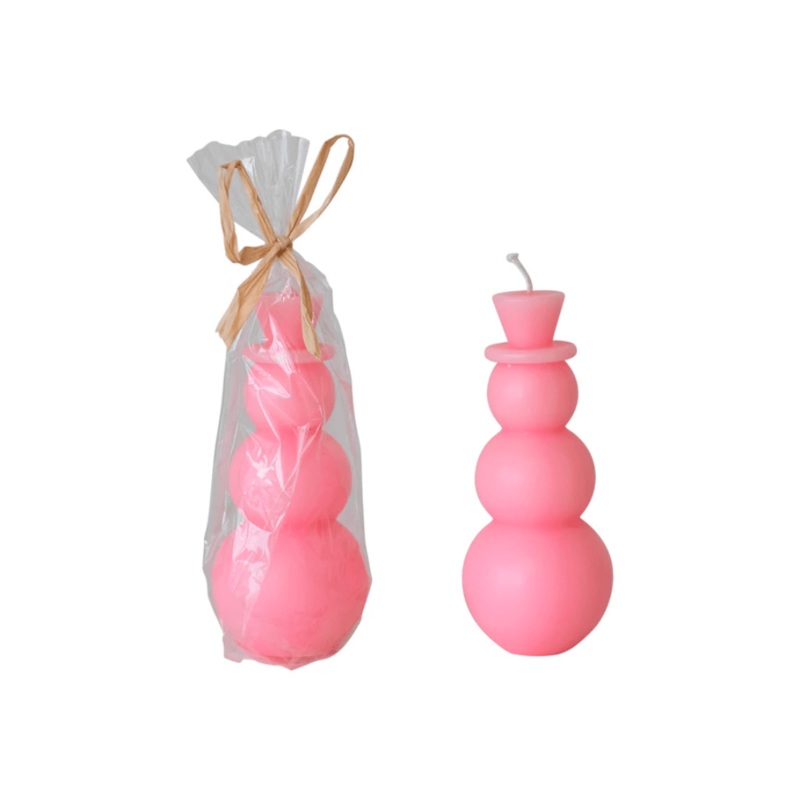 Snowman Shaped Candle - Pink