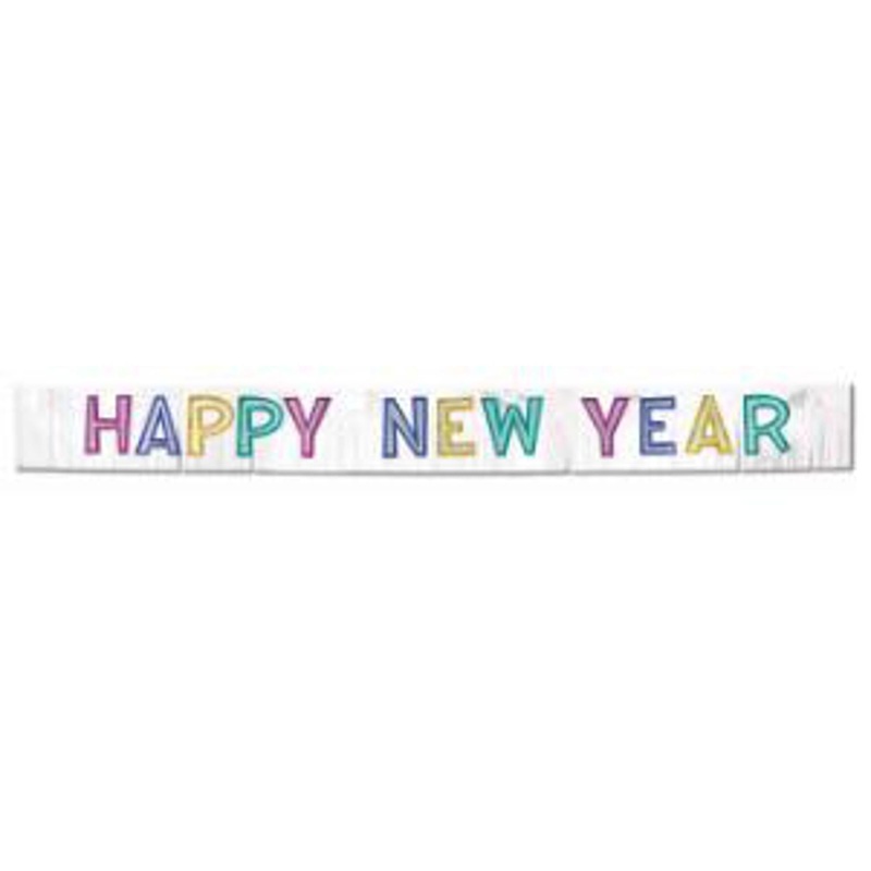 Sparkling Happy New Year Metallic Glitter Banner Elevate Your Celebration (1/Pk)