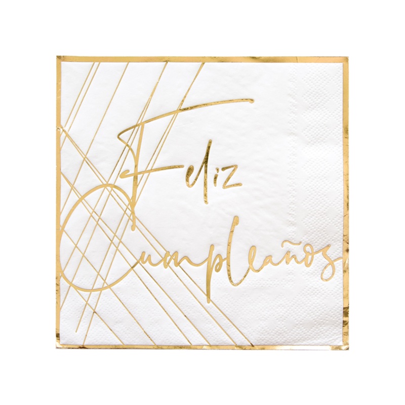 White Feliz Cumpleao Large Napkins