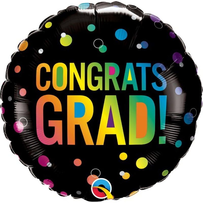 18" Congrats Grad Ombre Dots Foil Balloon (5/Pk)