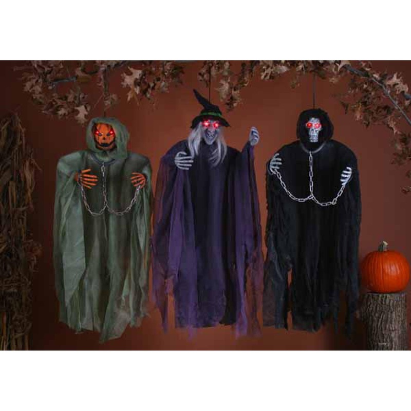 36" Lite Up Hanging Reaper For A Spooky Halloween Ambiance
