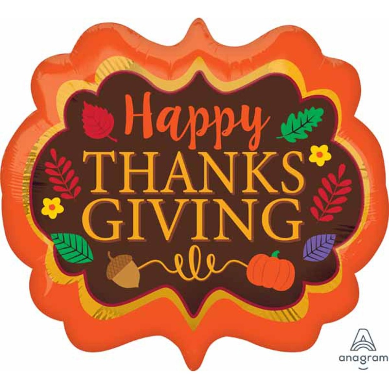 25" SuperShape Happy Thanksgiving Foil Balloon (3/Pk)
