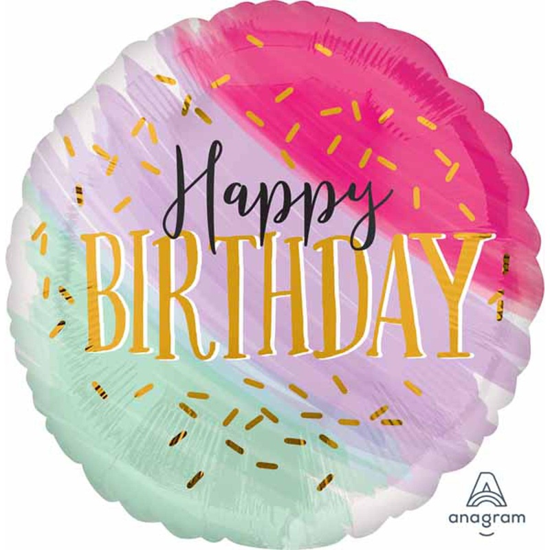 Water Color Happy Birthday 18 Balloon (5/Pk)
