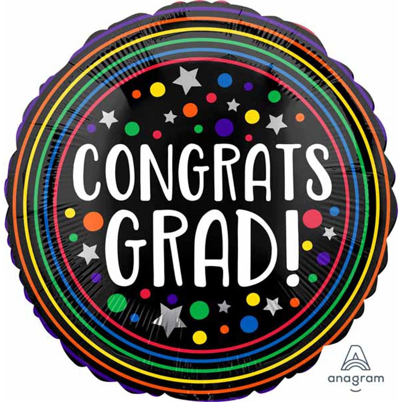 18" Congrats Grad Colorful Circles Foil Balloon (5/Pk)