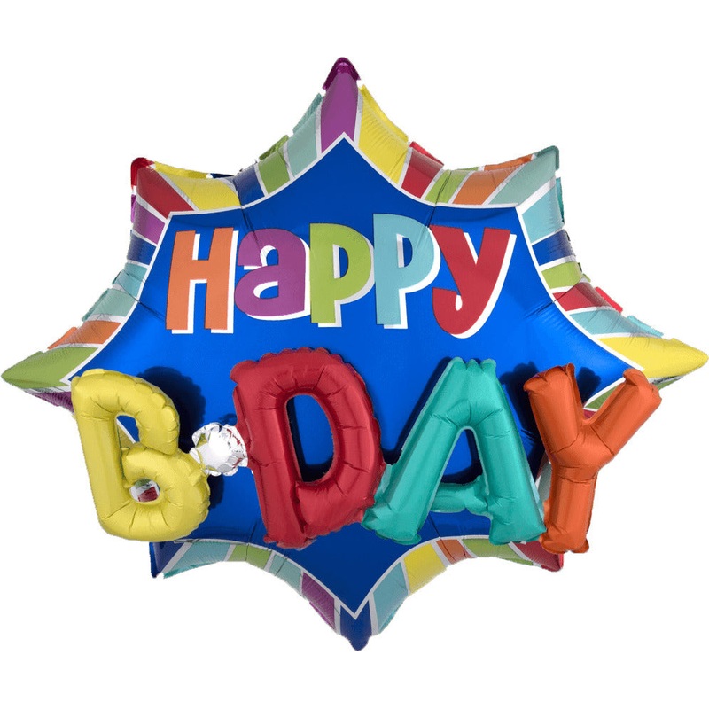 35" Burst Happy Birthday Foil Balloon (3/Pk)