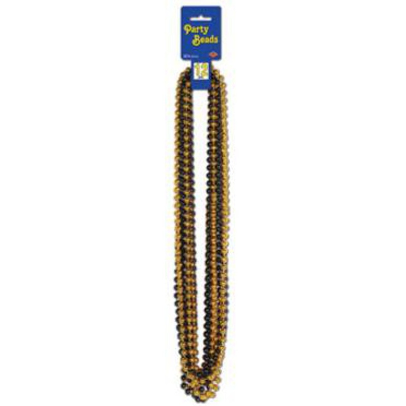 Black And Gold Party Beads - 12 Cards