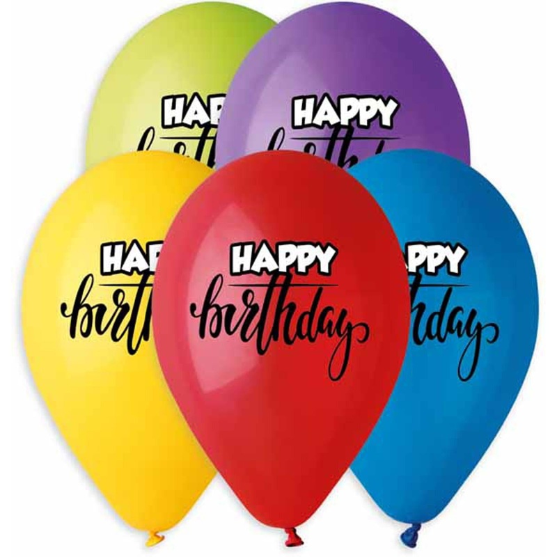 Gemar Latex Balloon Classic Ass. Happy Birthday Balloon in Multicolor 13" (50/Pk)