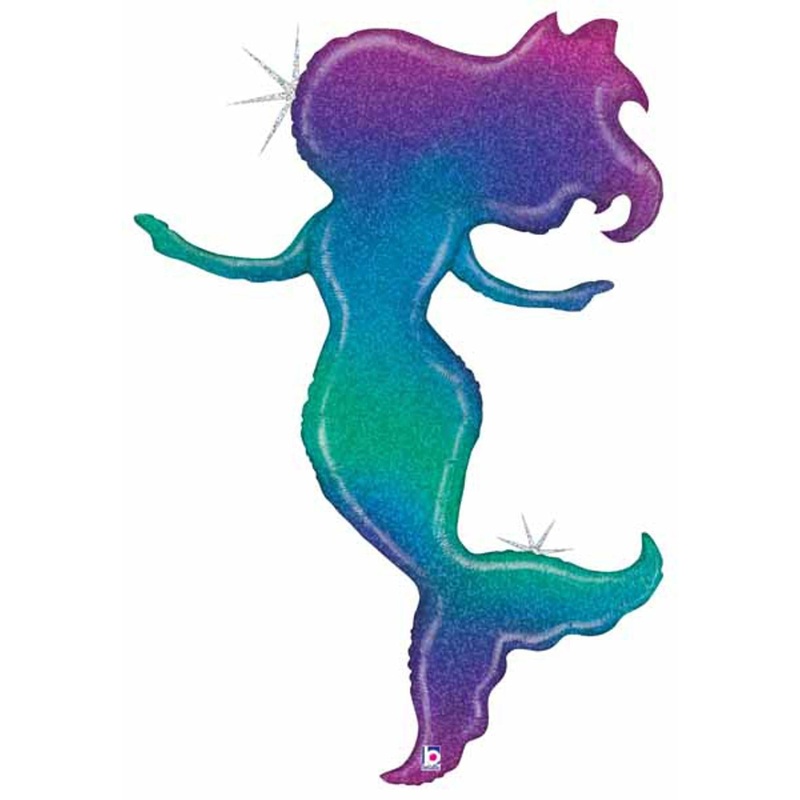 Glitter Mermaid Foil Balloon - 52" Shape O Pkg