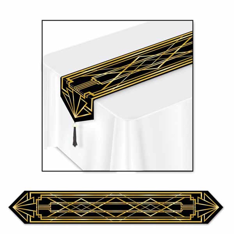 "Great 20'S Art Deco Printed Table Runner - 1/Pkg"