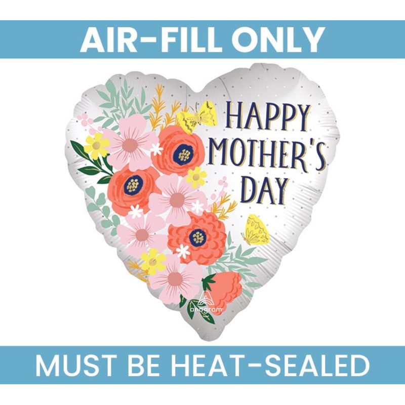 Happy Mather's Day 9" Satin Blooms Heart Foil Balloon (5/Pk)