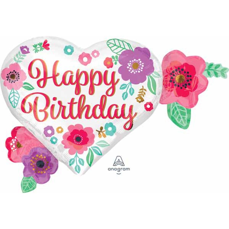 Blooming Celebrations: Floral Print Happy Birthday 27" Balloon (3/PK)