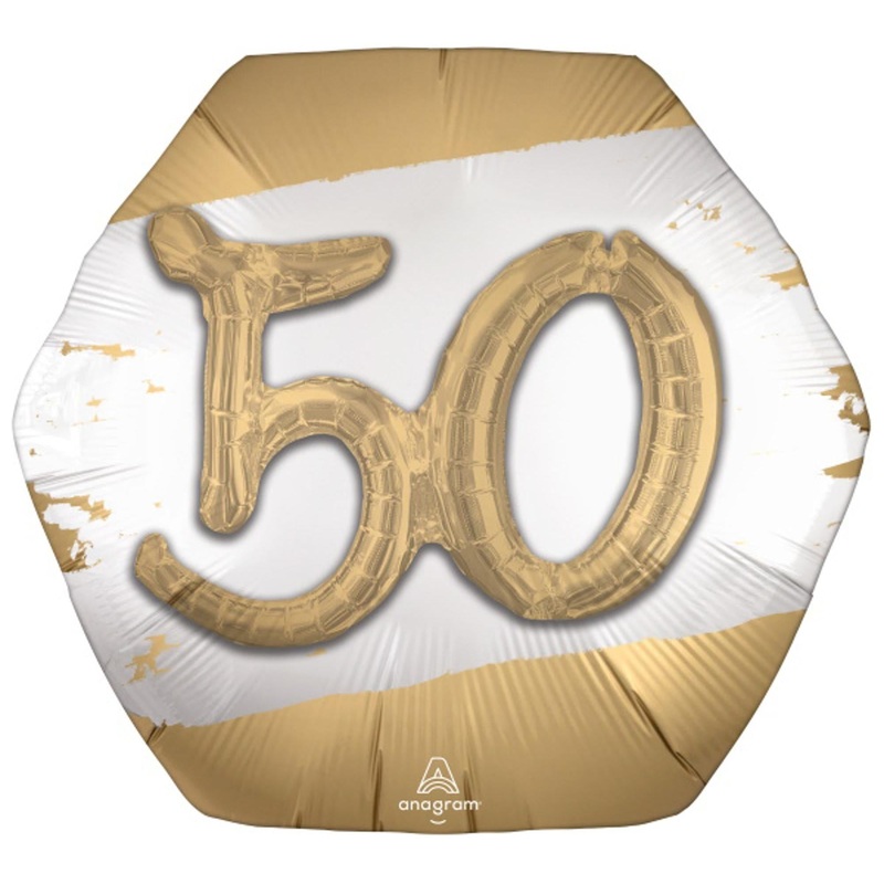 Golden Jubilee Brilliance 50th Birthday 3D Jumbo Foil Balloon (1/Pk)