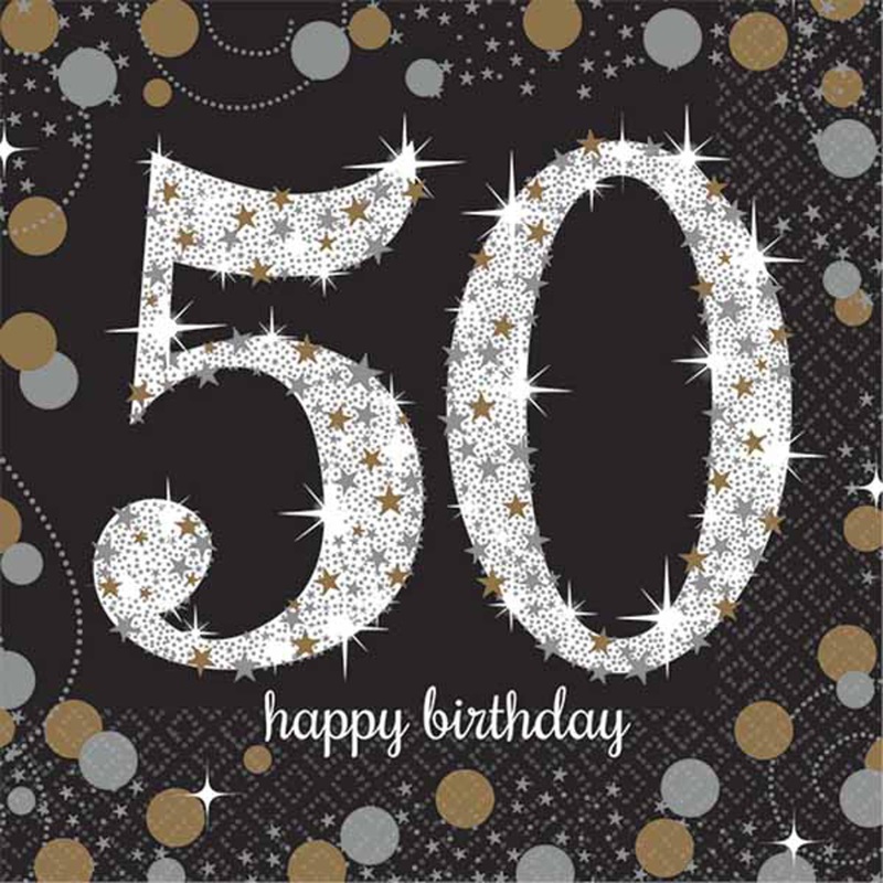 Golden Jubilee Sparkle Beverage Napkins 50th Birthday Edition (48/Pk)