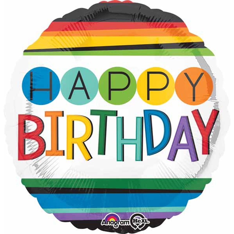 Radiant Celebration: Anagram 18" Rainbow Happy Birthday Balloon (5/Pk)