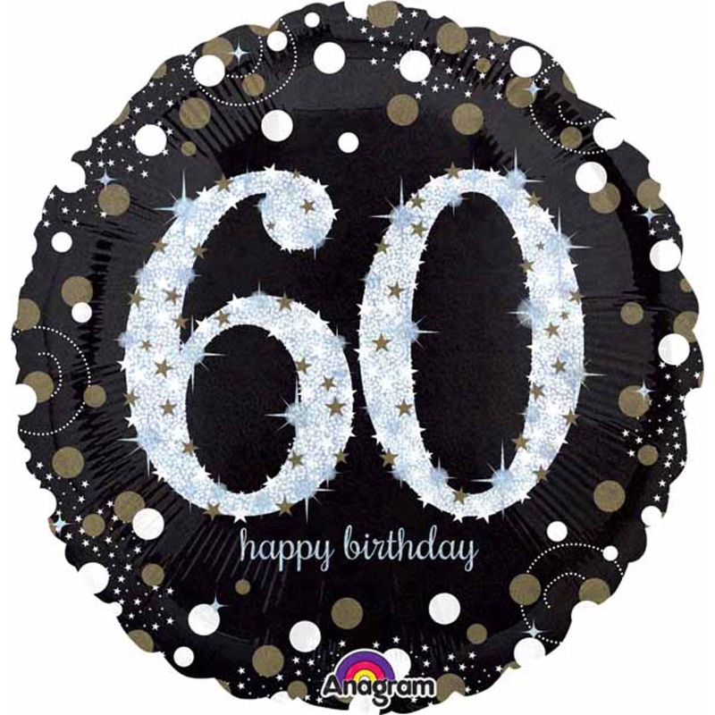Sparkling Bday 60 Holographic Balloon (5/Pk)