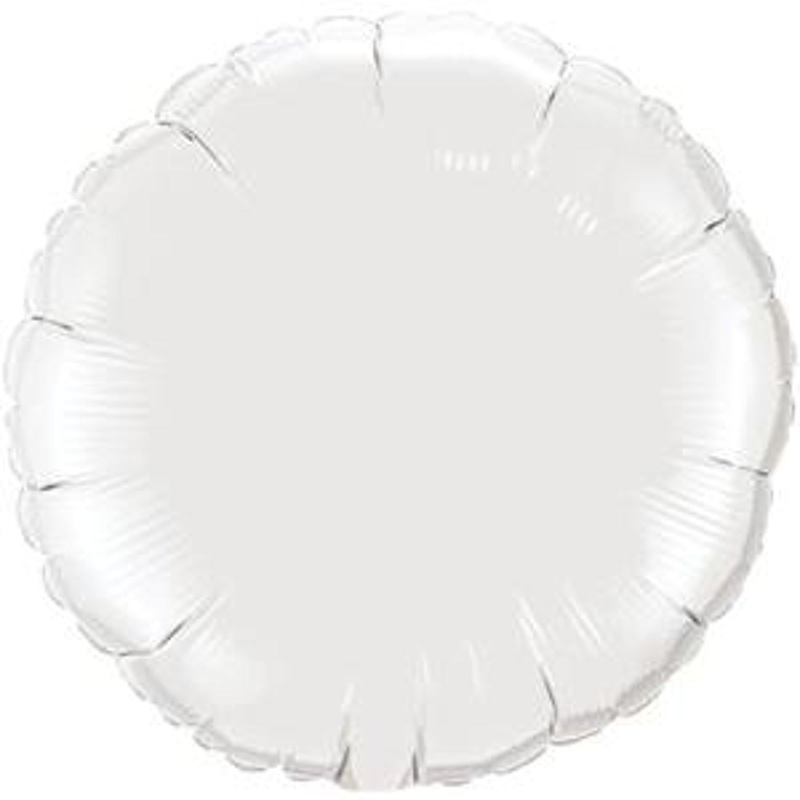 White 9" Round Mylar Balloon.