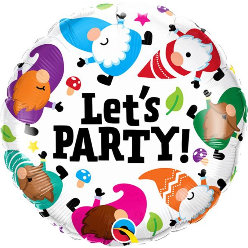 18" Round Let's Party Gnome Foil Balloon Join the Celebration with Whimsical Charm (5/Pk)