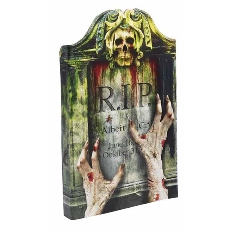 22" Tombstone Hands Skull Photoreal
