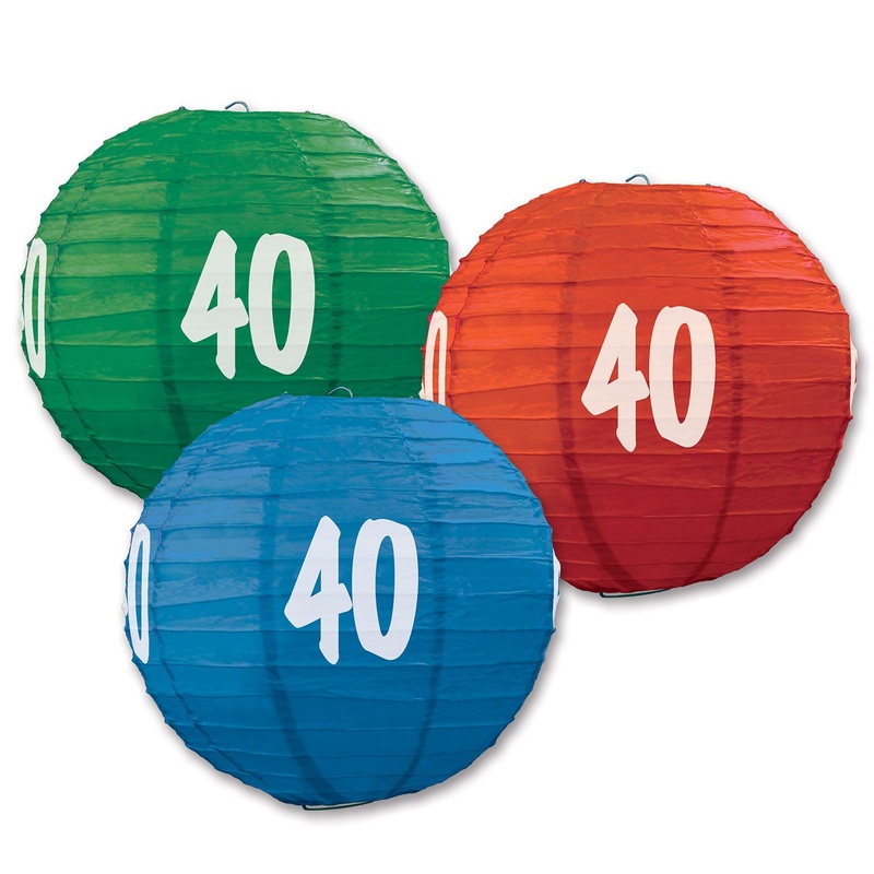 40 Paper Lanterns - Assorted Colors (3/Pk)
