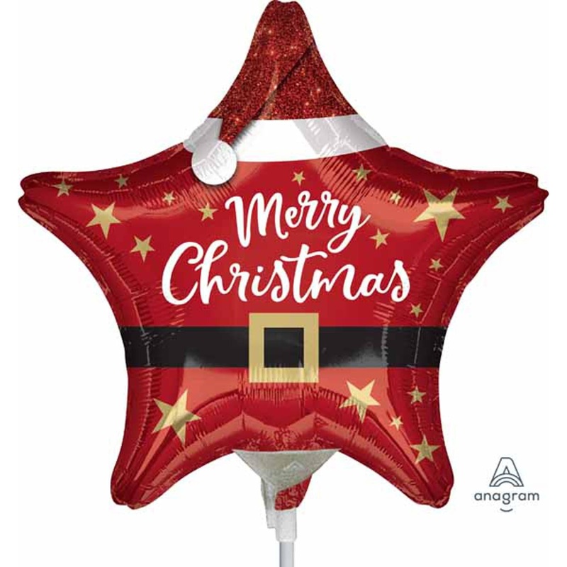 Santa Christmas Star Balloon - Red 9-Inch Holiday Decoration (10/Pk)