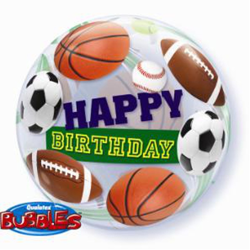 Score Big Cheers Happy Birthday Sports 22 Bubble Balloon by Qualatex (3/Pk)
