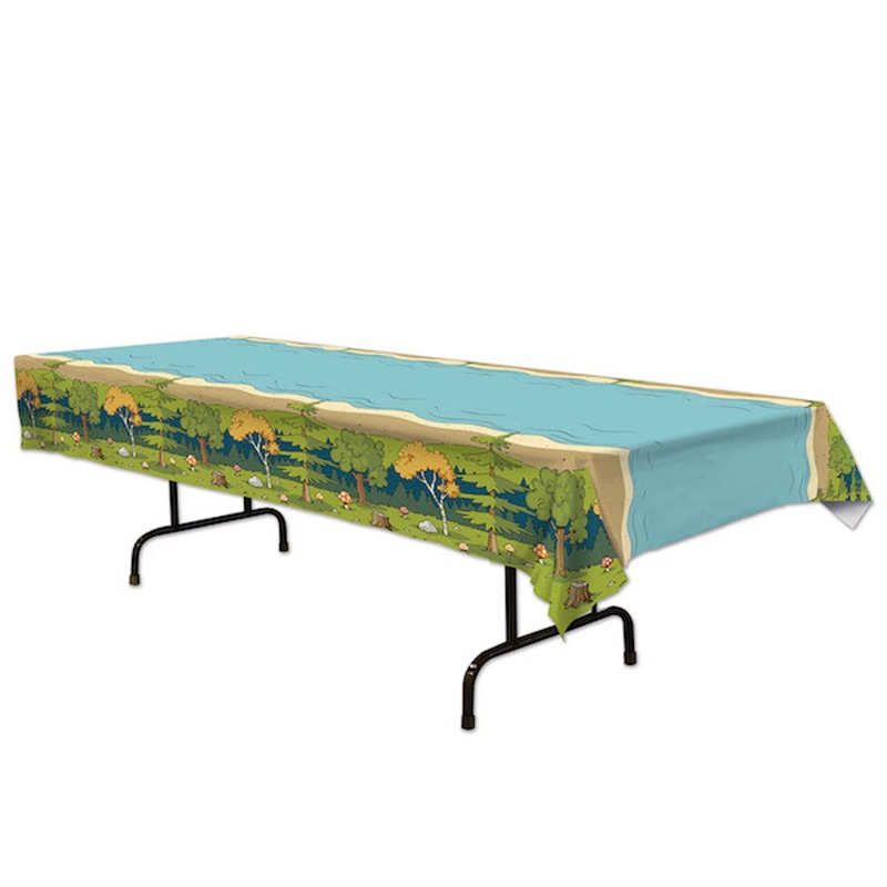 Woodland Friends Plastic Table Cover - Whimsical Forest Design For Parties And Events