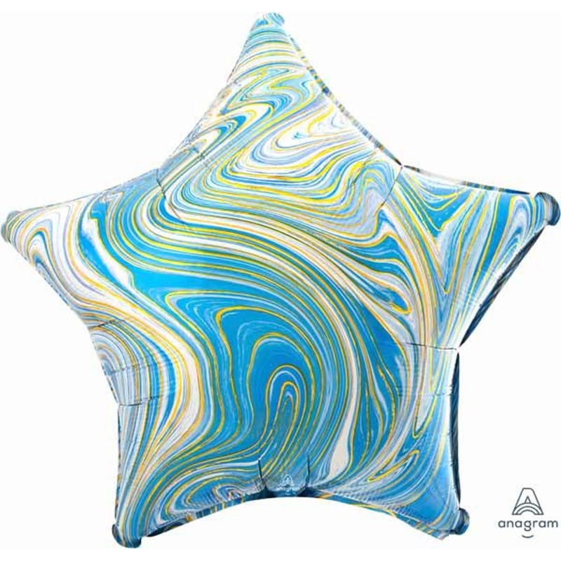 19" Blue Star Marblez Xl Foil Balloon