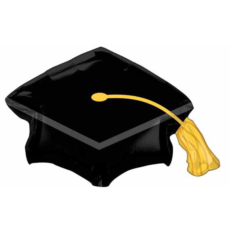 31" SuperShape Black Grad Cap Foil Balloon (3/Pk)