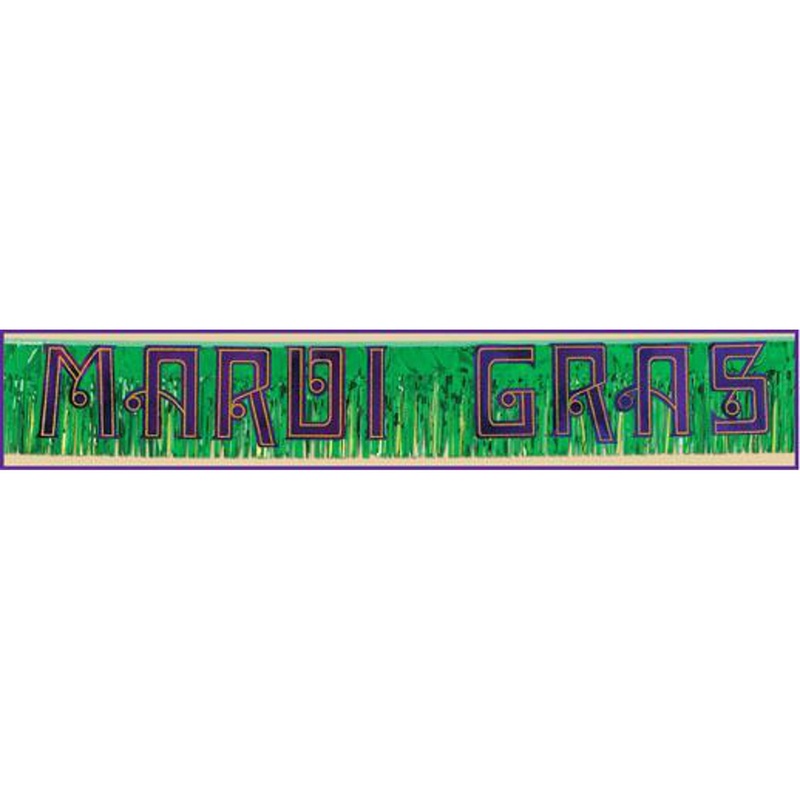 "6' Metallic Mardi Gras Banner - Add Festive Flair To Your Party!"