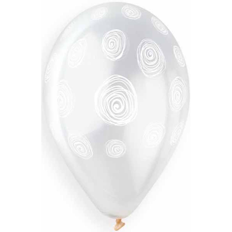 Gemar 13" Clear Dots Spiral Balloons 50/B