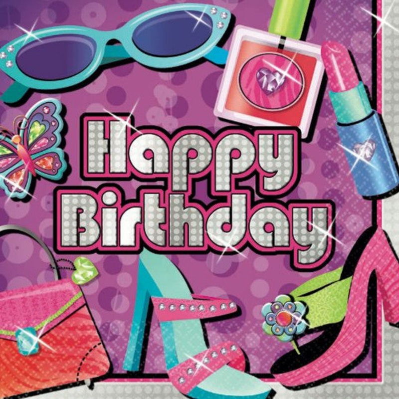 Glitzy Girl Lunch Napkins (48/Pk)