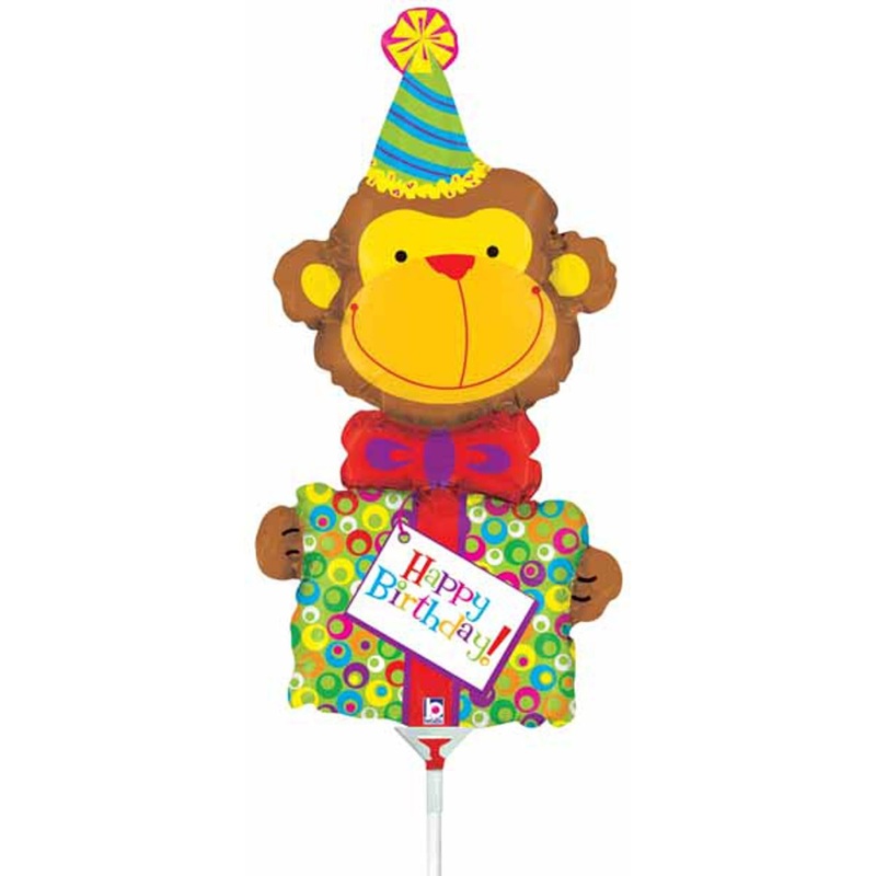 Playful Primate Celebration 14" Birthday Monkey Balloon (5/Pk)