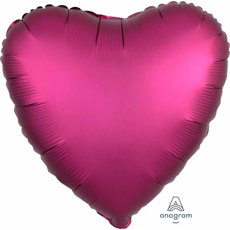 Premium Satin Heart Balloon - Pomegranate 18"