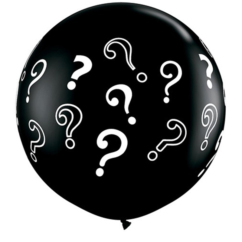 36" Onyx Black Question Marks Latex Balloons 2-Pack