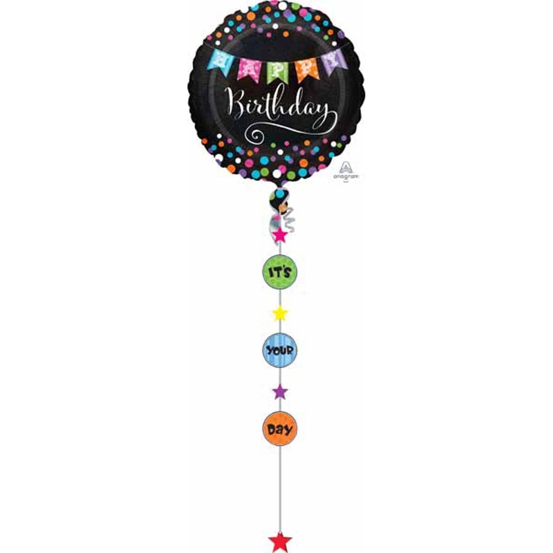 Celebrate in Style: 32" Drop-a-Line Balloon Birthday Banner (1/Pk)
