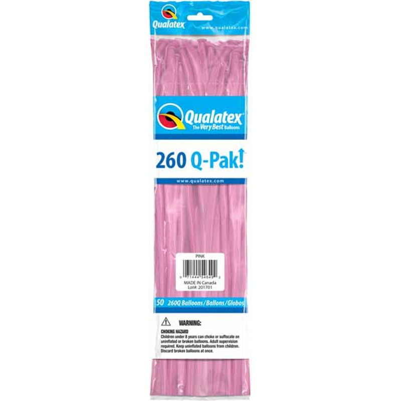 Qualatex 260 Q-Pak Pink Latex Balloons (50/Pk)