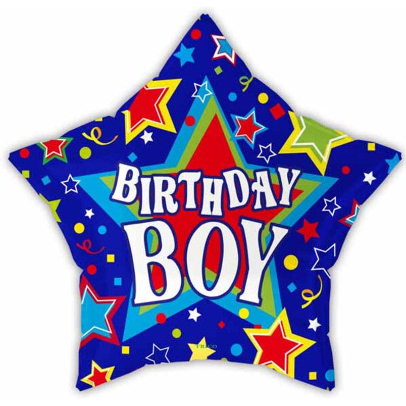 Birthday Boy 18" Star Foil Balloon (5/pk)