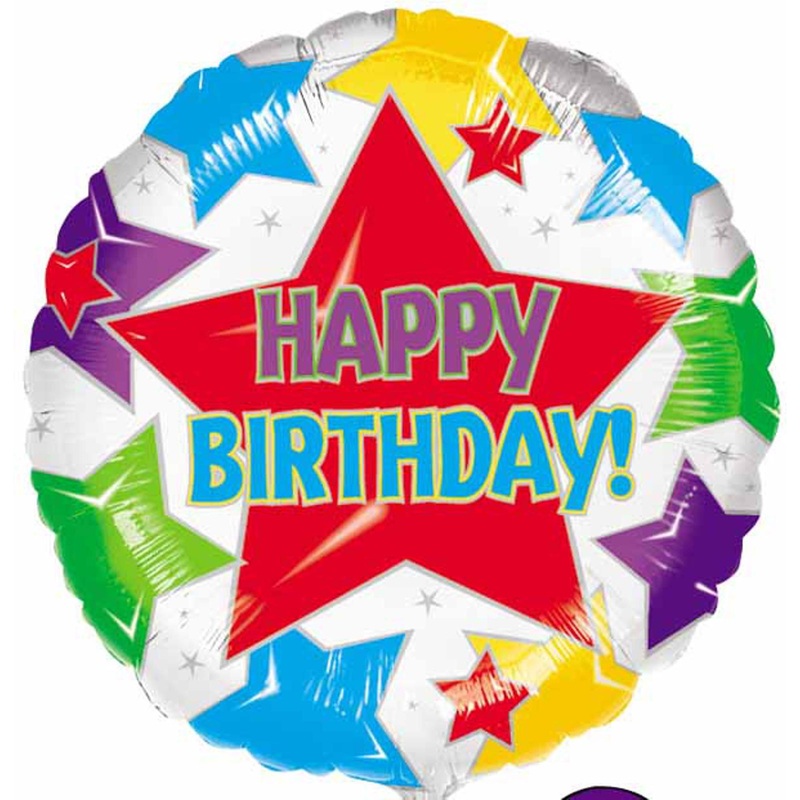 Celestial Celebration 18" Happy Birthday Stars Helium Foil Balloon (10/Pk)