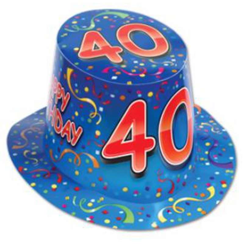 Cheers to 40 Years Happy Birthday Hi Hat in Blue and Red (3/Pk)