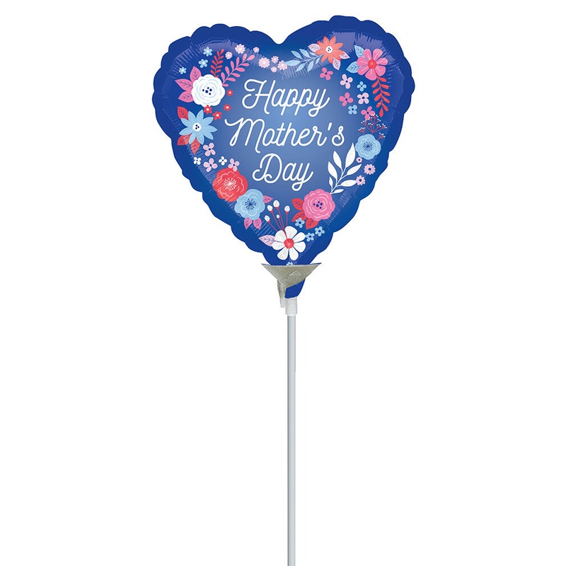 Happy Mother's Day Blue Artful Florals 9" Foil Balloons (10/Pk)