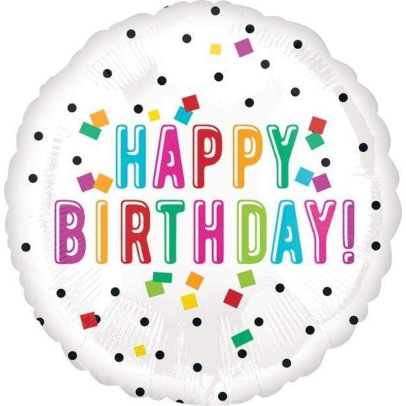 18" Happy Birthday Colorful Confetti Balloon (5/Pk)