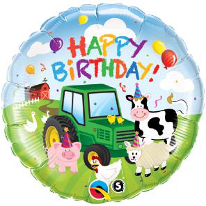 Barnyard Bliss 18 Round Foil Birthday Barnyard Balloon (5/Pk)