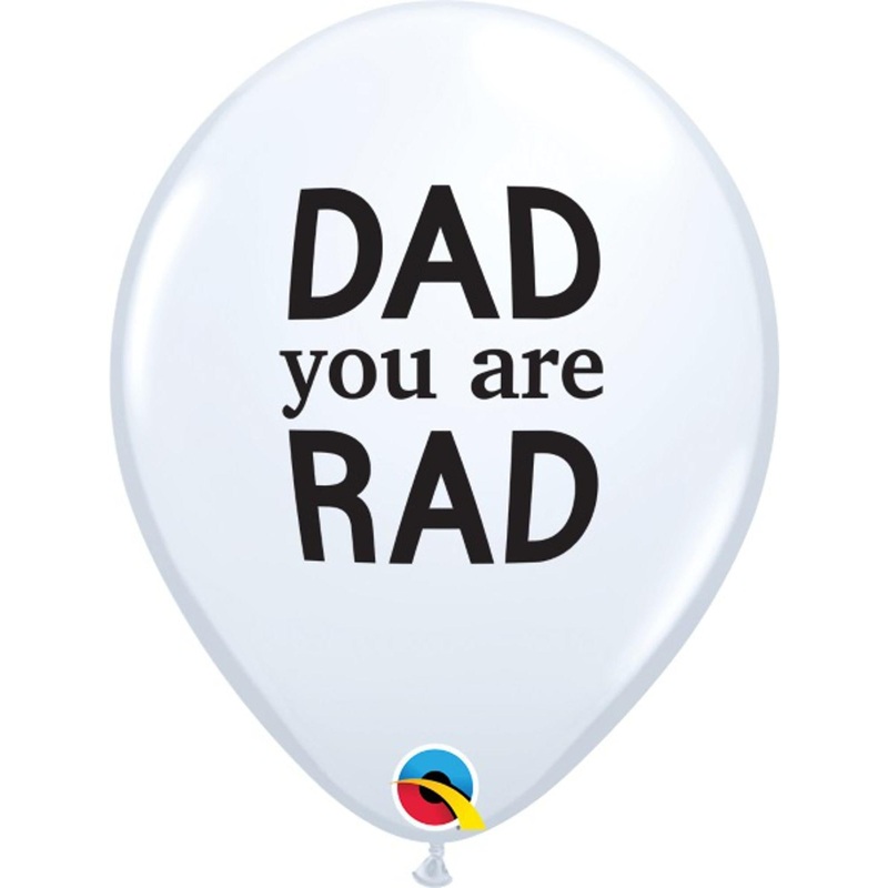 Dad You Are Rad White With Black 11" Balloons (50/Pk)