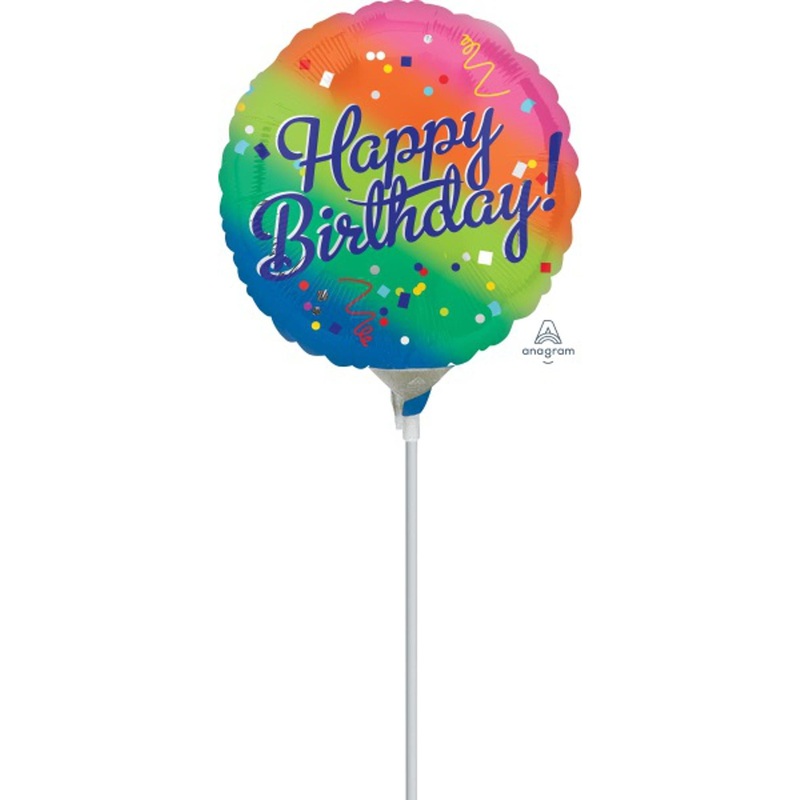 Happy Birthday Fancy Rainbow 9" Air-fill Balloon (10/Pk)