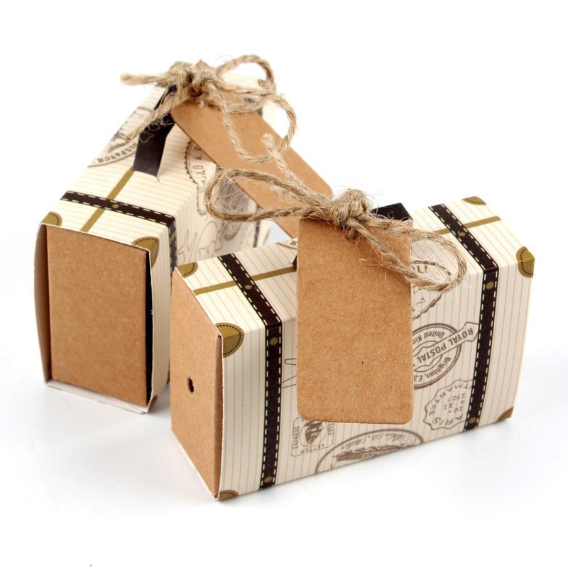 Vintage Airplane Suitcase Favor Boxes 25ct