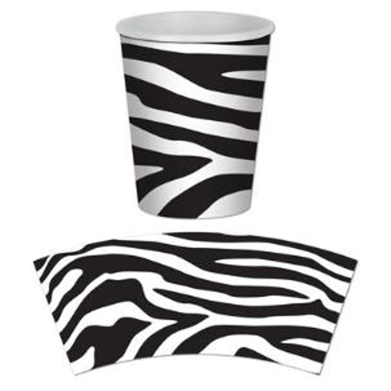 "Zebra Print Cups - 8 Pack Of 9Oz Cups"