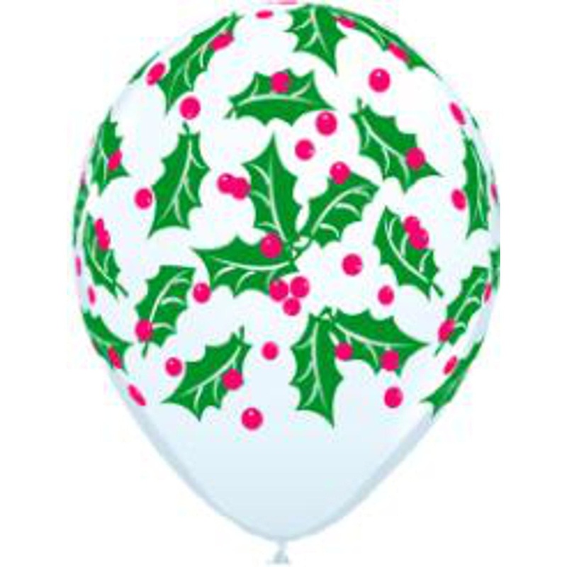 11'' Holly And Berries Latex Balloons (50/Pk)