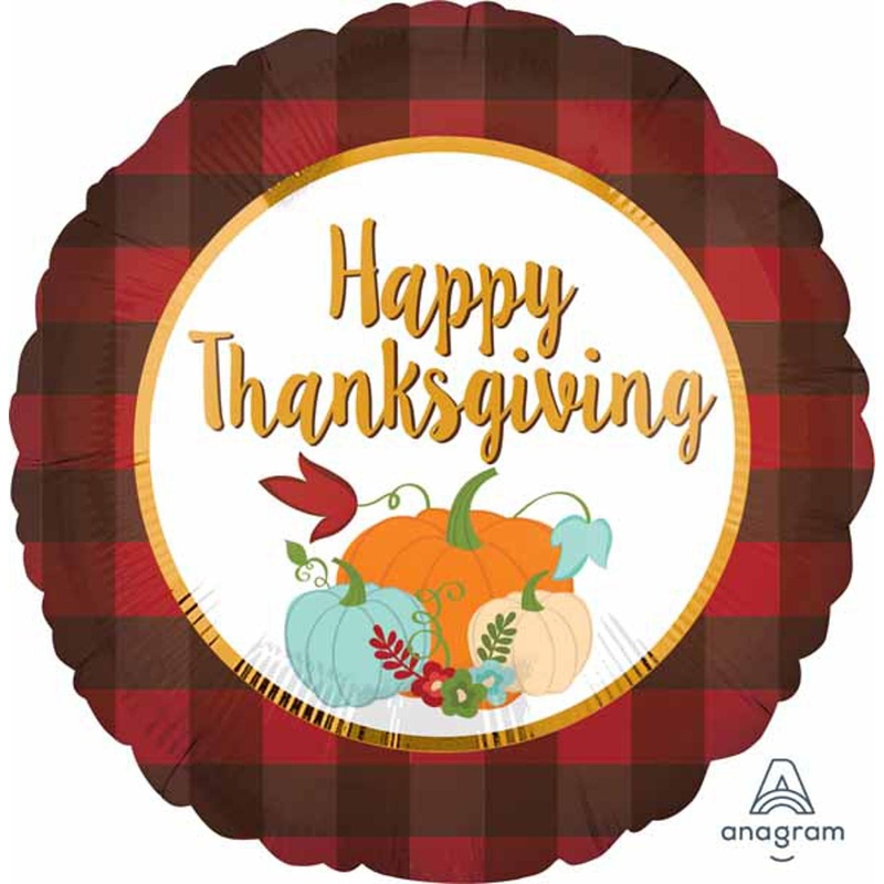 18" Thanksgiving Plaid Foil Balloon (5/Pk)