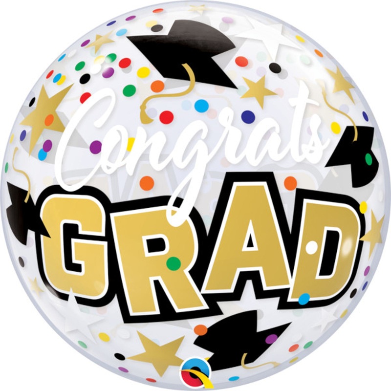 22" Grad Stars & Dots Bubble Balloon