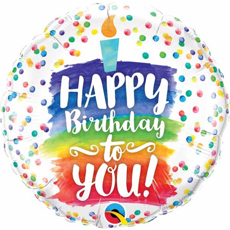 Celebrate Sweetly: 18" Happy Birthday to You! Rainbow Cake Foil Balloon (5/Pk)